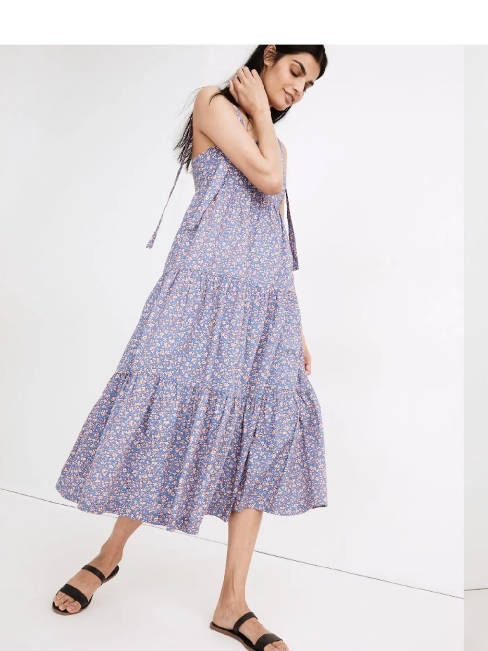 Madewell Blue Floral Tiered Maxi Dress